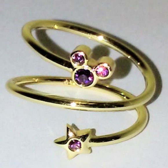 Amethyst Stone Ring Gold Plated Disney Mickey
